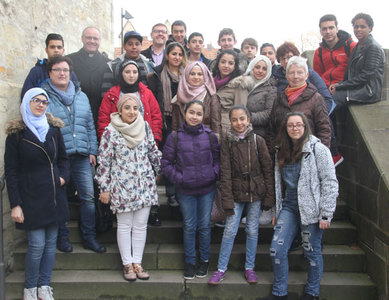 Gruppenbild der Flüchtlings-Klasse aus Fürstenberg